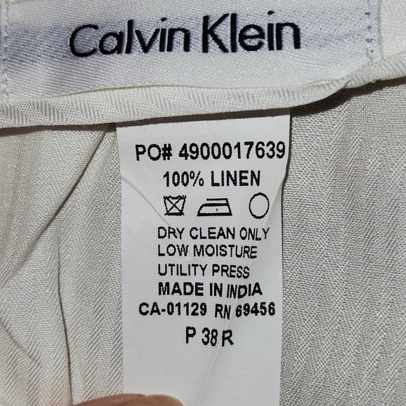 Calvin Klein Pants  Linen Dress Mens  Beige Lightweight Summer Career Cool  R 38 - Picture 5 of 7